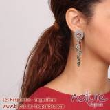 Katmandou Boucles Oreilles 3 Pampilles Metal et Turquoises