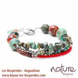 Katmandou Bracelet 3 Rangs Metal et Turquoises