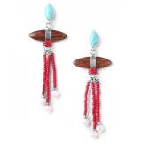 Nature Bijoux Indiana Boucles Oreilles Bois et Turquoise