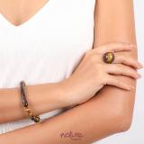 Nature Bijoux Collection Impala Bracelet et Bague Oeil de Tigre et Bois de Palmier