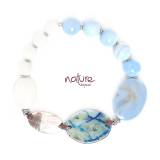 Nature Bijoux Collection Les Calanques Bracelet Extensible Nacre Noire Calcedoine et Calcite