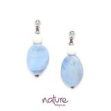 Nature Bijoux Collection Les Calanques Petites Boucles Oreilles Calcedoine et Calcite