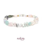 Nature Bijoux Collection Rock And Pearl Bracelet Extensible Perles Dorees Amazonite et Quartz Rose