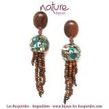 Nature Bijoux Collection Greenway Bois Robles et Termitiere Boucles D Oreilles Pompon